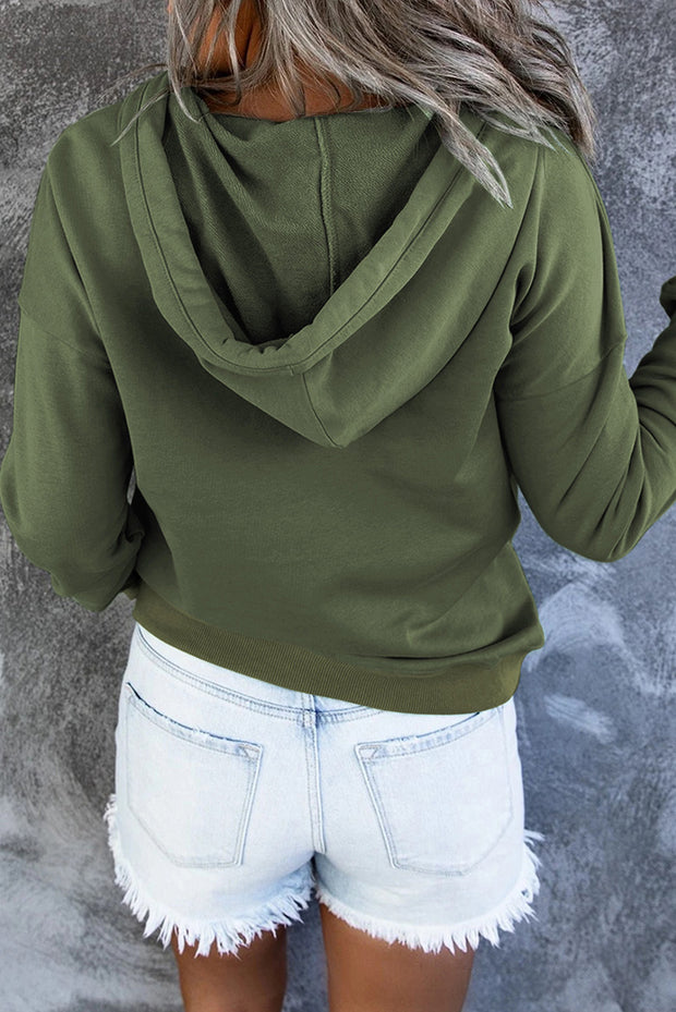 Dropped Shoulder Long Sleeve Hoodie with Pocket Trendsi