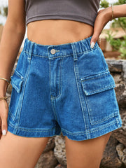 High Waist Denim Shorts with Pockets Trendsi