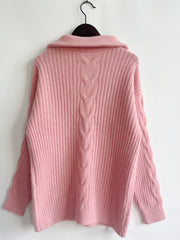 Ribbed Half Zip Long Sleeve Sweater Trendsi