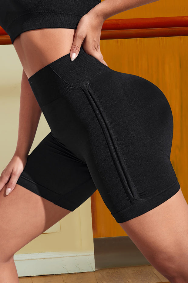 Wide Waistband Sports Shorts Trendsi