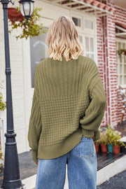 Ribbed Drop Shoulder Lantern Sleeve Sweater Trendsi