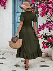 Ruffled Elastic Waist Midi Skirt Trendsi