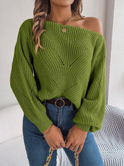 Openwork Long Sleeve Sweater Trendsi