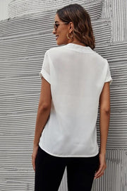 Full Size Notched Short Sleeve Blouse Trendsi