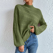 Cable-Knit Mock Neck  Long Sleeve Sweater