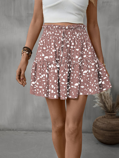 Frill Tied Printed Mini Skirt