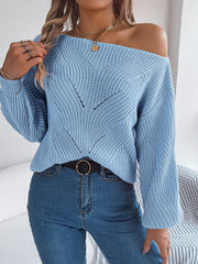 Openwork Long Sleeve Sweater Trendsi