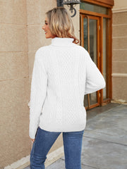 Cable-Knit Mock Neck Sweater Trendsi