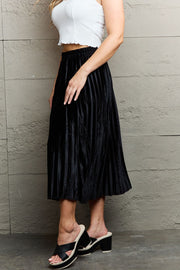 Ninexis Accordion Pleated Flowy Midi Skirt Trendsi