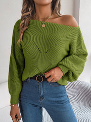 Openwork Long Sleeve Sweater Trendsi