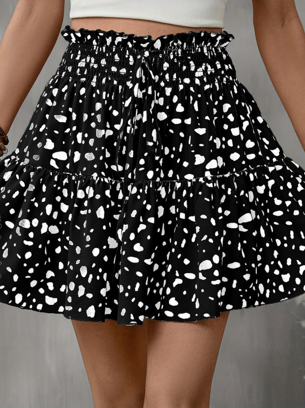 Frill Tied Printed Mini Skirt Trendsi