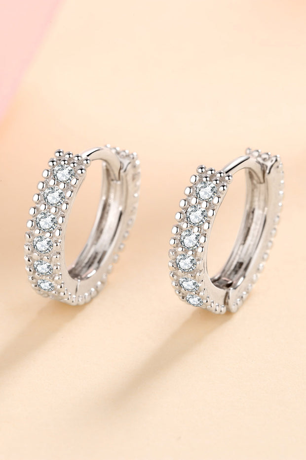 925 Sterling Silver Inlaid Moissanite Huggie Earrings Trendsi