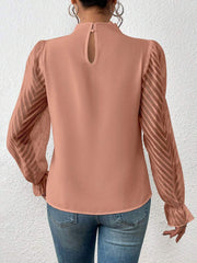 Mock Neck Flounce Sleeve Blouse Trendsi