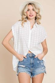 Culture Code Eyelet Crisscross Back Button Up Shirt Trendsi