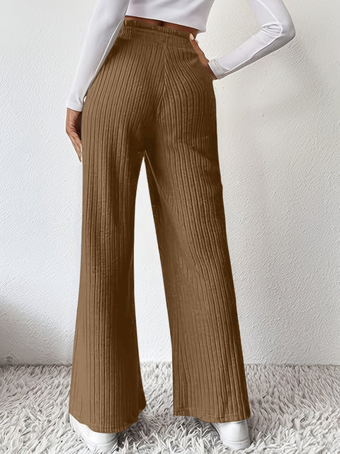 Ribbed High Waist Pants Trendsi