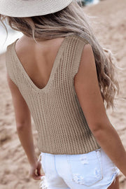 V-Neck Wide Strap Knit Vest Trendsi