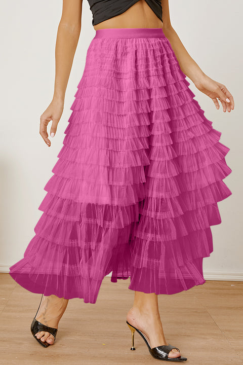 Ruched High Waist Tiered Skirt