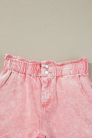 Paperbag Waist Denim Shorts Trendsi