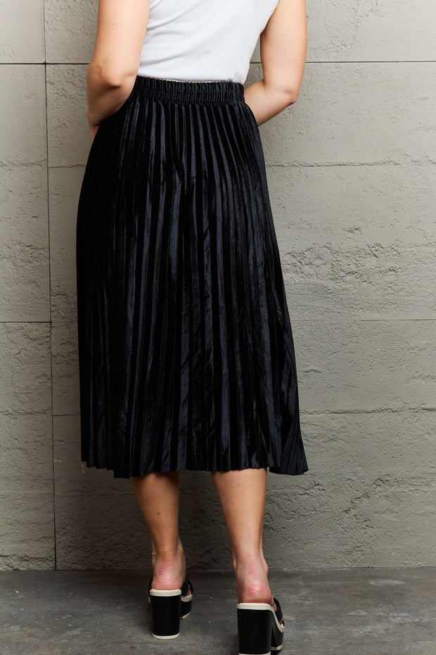 Ninexis Accordion Pleated Flowy Midi Skirt Trendsi