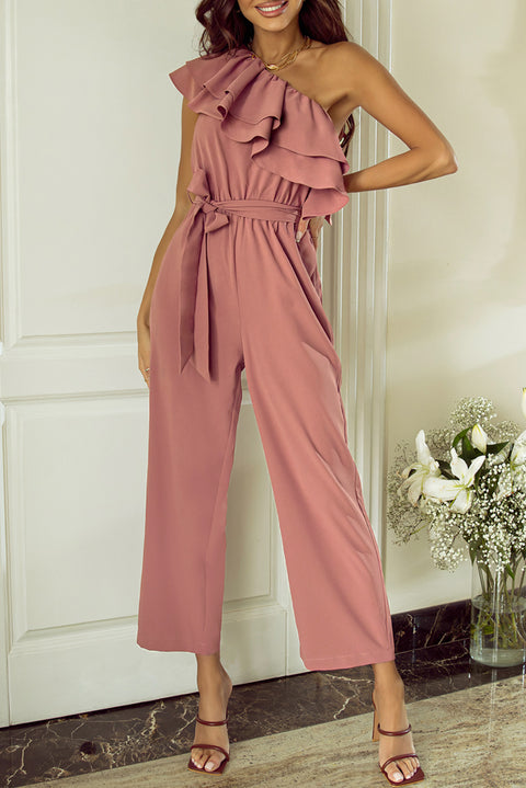 Ruffled Tied One-Shoulder Jumpsuit