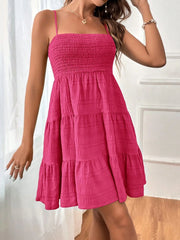 Tiered Smocked Square Neck Cami Dress Trendsi