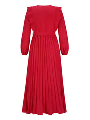 Pleated Surplice Tie Waist Maxi Dress Trendsi