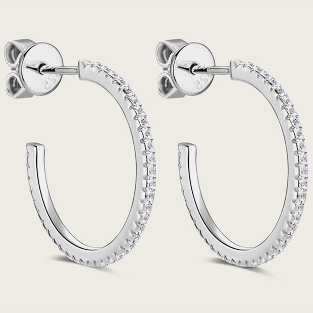 Inlaid Moissanite 925 Sterling Silver C-Hoop Earrings Trendsi