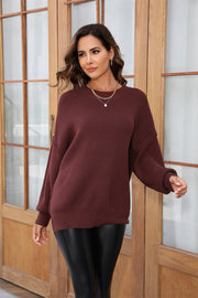 Round Neck Long Sleeve Sweater Trendsi