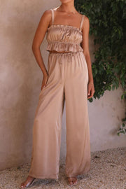 Ruffled Sleeveless Top and Wide Leg Pants Set Trendsi