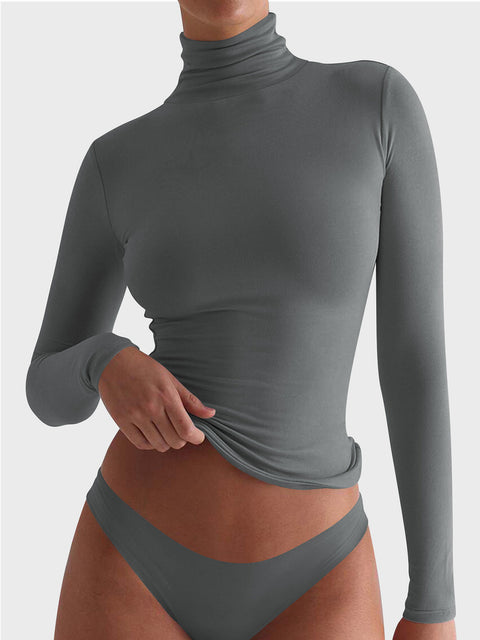 Turtleneck Long Sleeve T-Shirt Trendsi