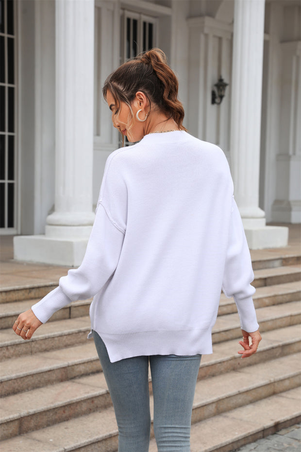 Round Neck Long Sleeve Sweater Trendsi