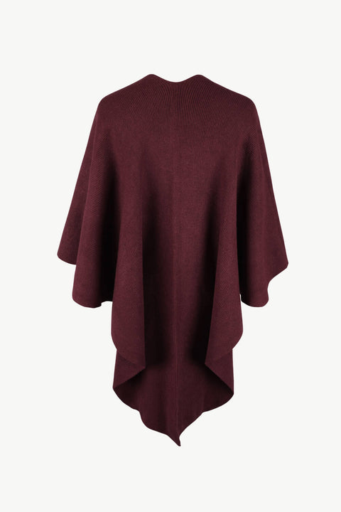 Surplice Neck Pom-Pom Trim Poncho Trendsi