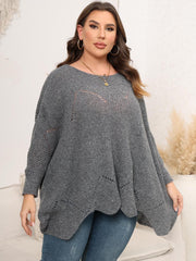 Plus Size Round Neck Batwing Sleeve Sweater Trendsi