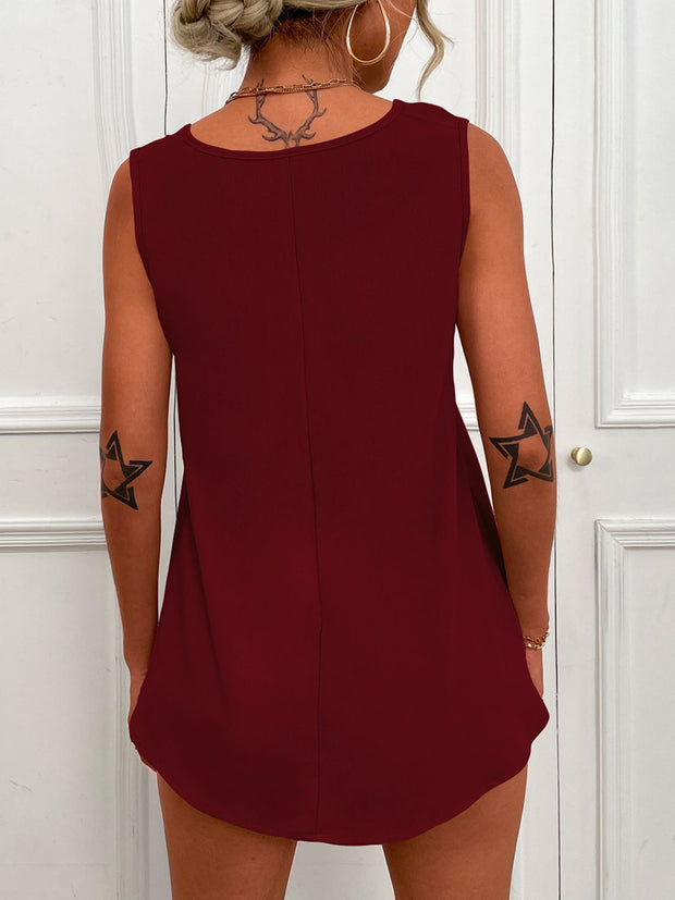 V-Neck Curved Hem Tunic Tank Trendsi