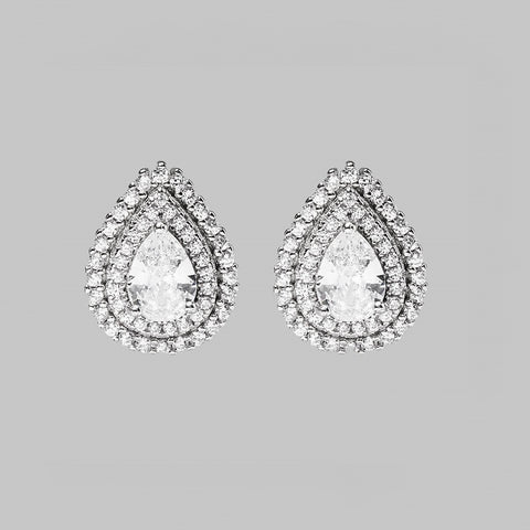 925 Sterling Silver Zircon Teardrop Shape Stud Earrings Trendsi