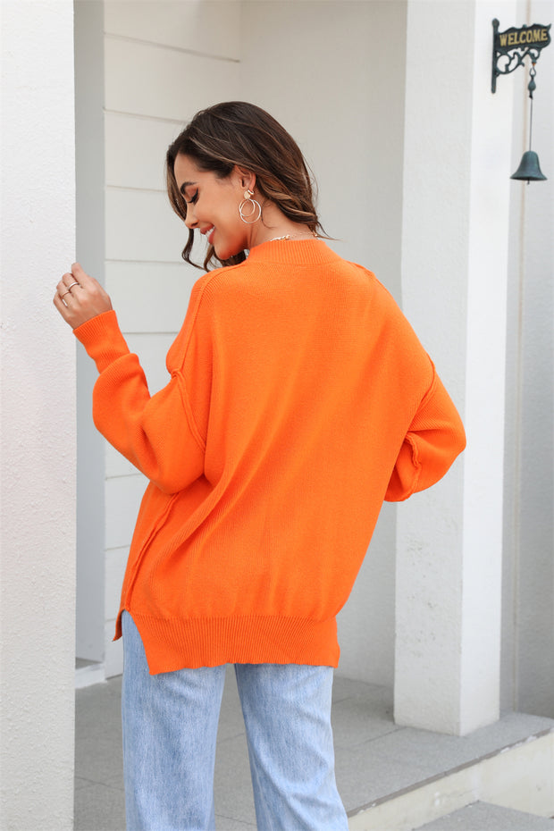 Round Neck Long Sleeve Sweater Trendsi