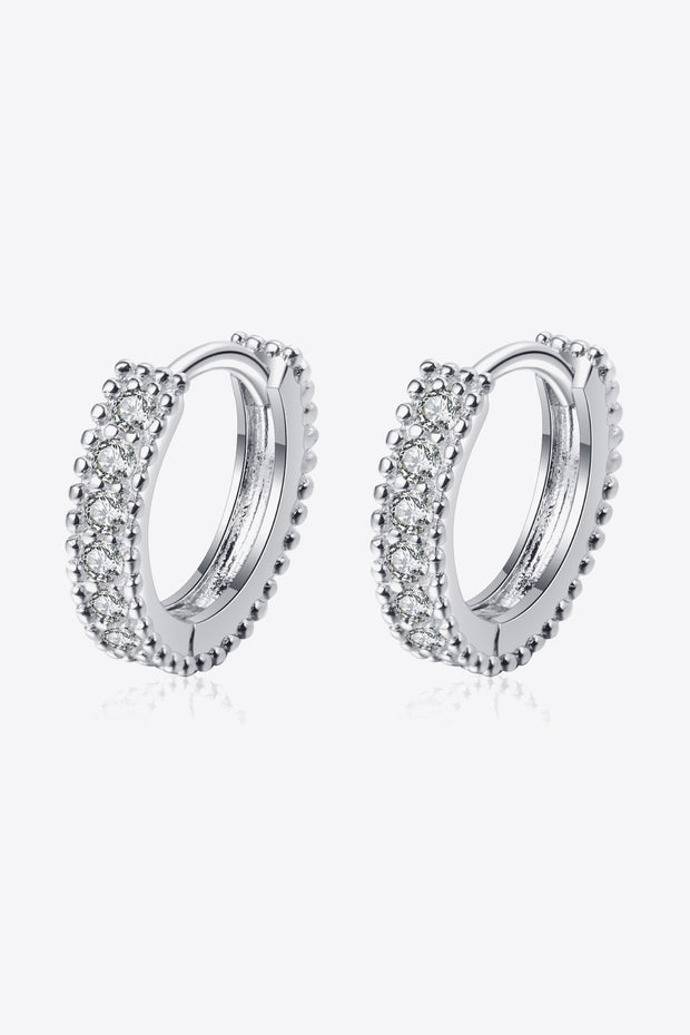 925 Sterling Silver Inlaid Moissanite Huggie Earrings Trendsi