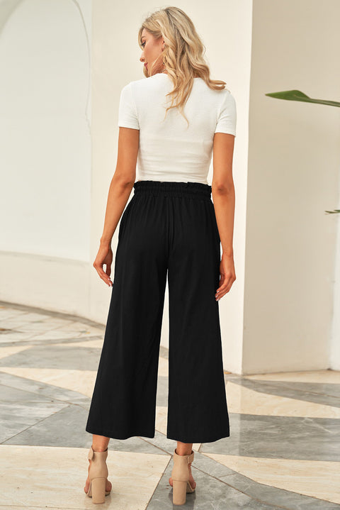 Drawstring Paperbag Waist Wide Leg Pants Trendsi