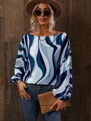 Printed Boat Neck Blouse Trendsi