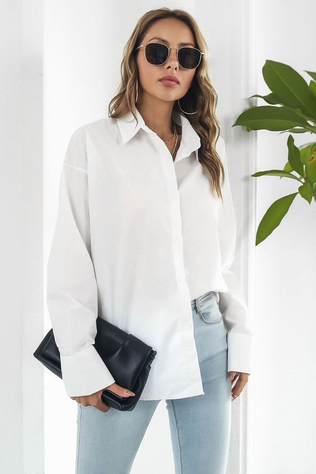 Dropped Shoulder Longline Shirt Trendsi