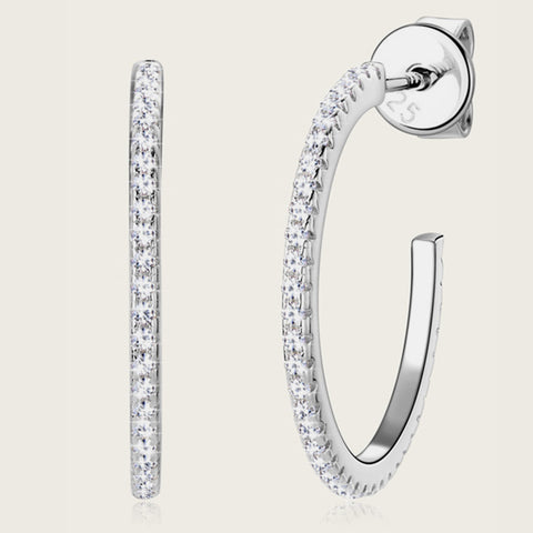 Inlaid Moissanite 925 Sterling Silver C-Hoop Earrings Trendsi