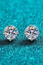 2 Carat Moissanite Rhodium-Plated Stud Earrings Trendsi