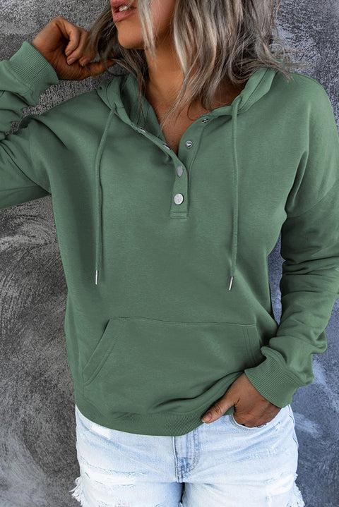 Dropped Shoulder Long Sleeve Hoodie with Pocket Trendsi