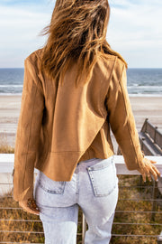 Zip-Up Suede Jacket Trendsi