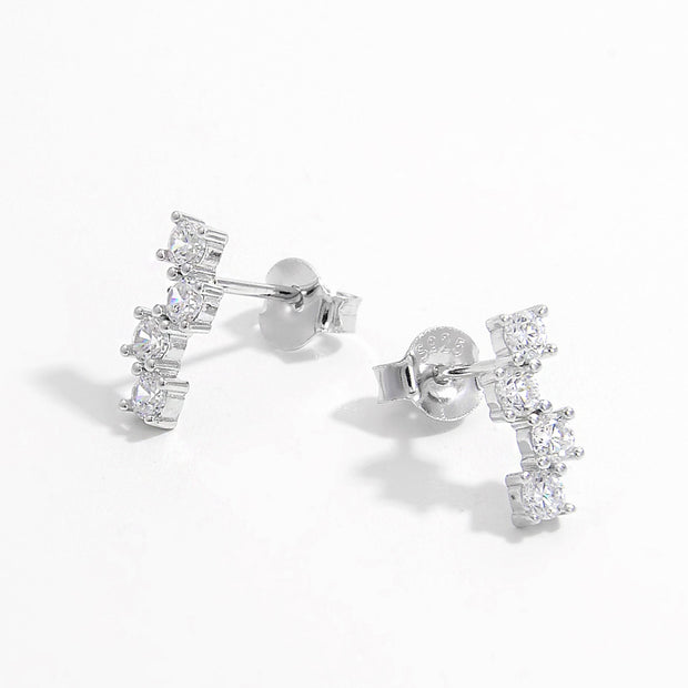 925 Sterling Silver Inlaid Zircon Stud Earrings Trendsi