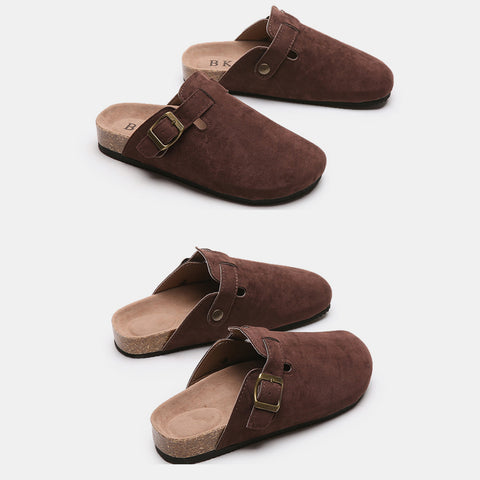 Suede Closed Toe Buckle Slide Trendsi