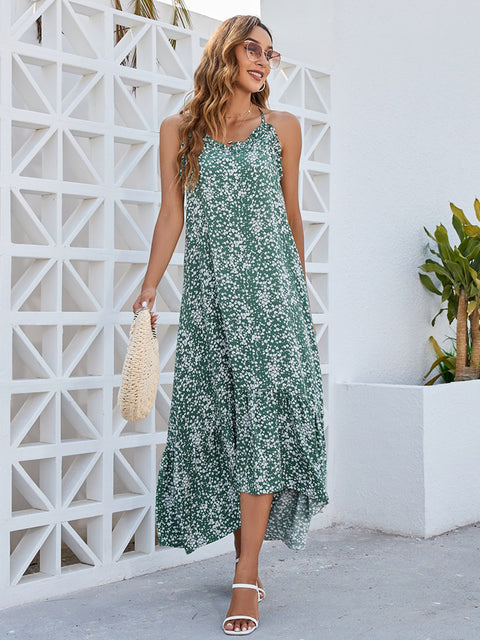 Ditsy Floral Scoop Neck Midi Cami Dress Trendsi