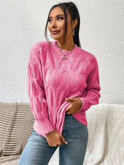 Round Neck Long Sleeve Sweater Trendsi