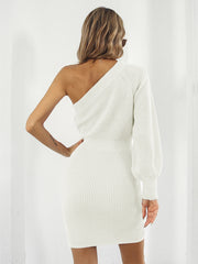 One-Shoulder Mini Sweater Dress Trendsi