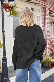 Ribbed Drop Shoulder Lantern Sleeve Sweater Trendsi